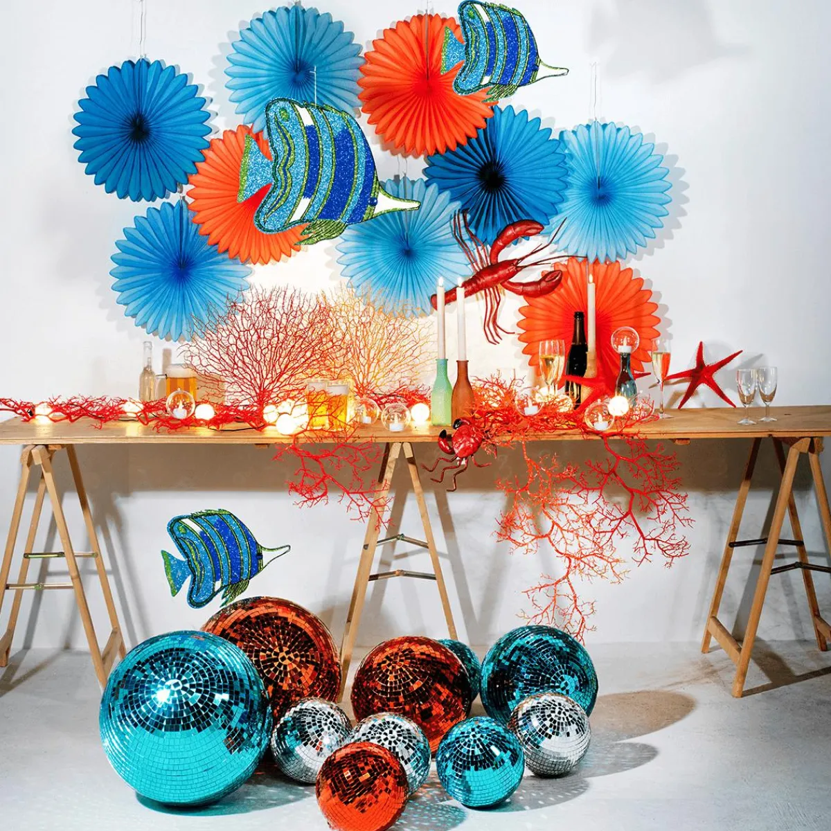 Decoración Temática>DecoWoerner Abanicos Decorativos Claro Ø 44 Cm azul