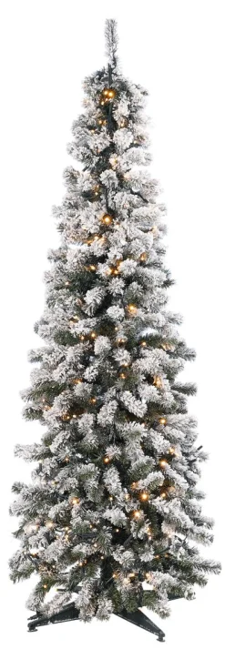 Luces De Navidad|Árboles De Navidad Artificiales>DecoWoerner Abeto Artificial, Estrecho, Cubierto De Nieve Con LED 210 Cm blanco