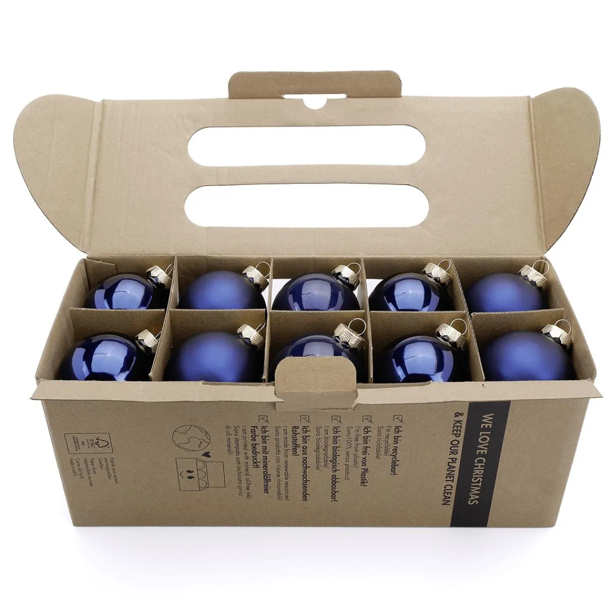 Bolas De Navidad>DecoWoerner Adornos Navideños De Cristal Con 3 Acabados Diferentes En Oscuro azul