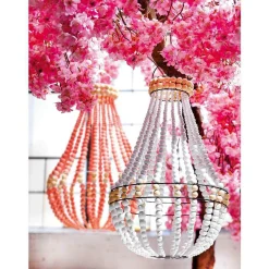 Decoración Temática|Decoración De Verano>DecoWoerner Araña De Luces De Canasto "Shabby Chic" blanco