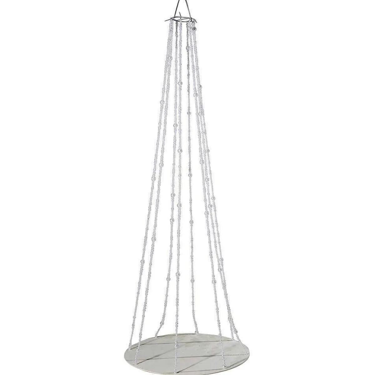 Expositores Para Tiendas>DecoWoerner Bandeja Colgante Con Cadenas De Perlas, Ø 60 Cm, Longitud 170 Cm blanco
