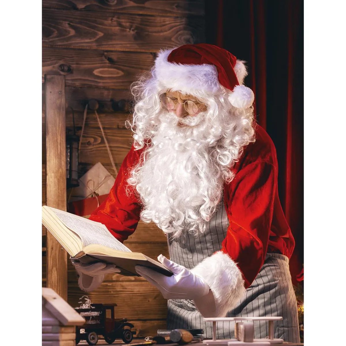 Bandera Xxl>DecoWoerner Bandera De Tela XL "Papá Noel Con Libro" De Tela De Bandera Ignífuga 150 X 200 Cm rojo