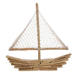 Decoración De Verano>DecoWoerner Barco De Vela De Madera Flotante 45 X 44 X 5 Cm marrón