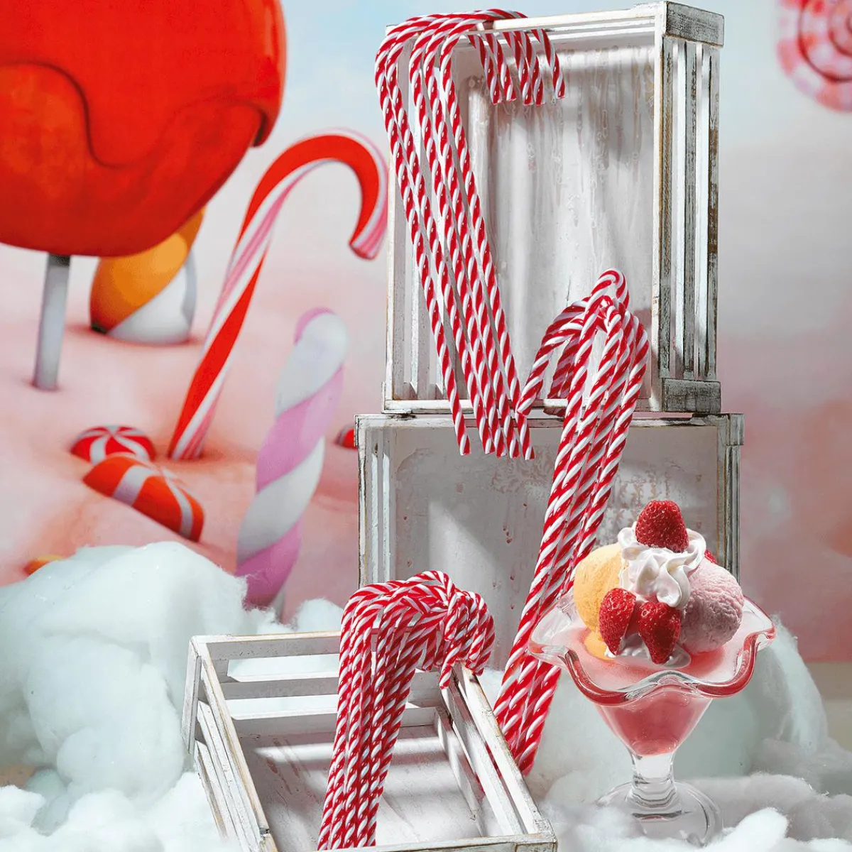 Chupetes Xxl|Figuras De Navidad>DecoWoerner Bastones De Azúcar XXL Alimento De Imitación 5 Piezas 50 Cm rojo