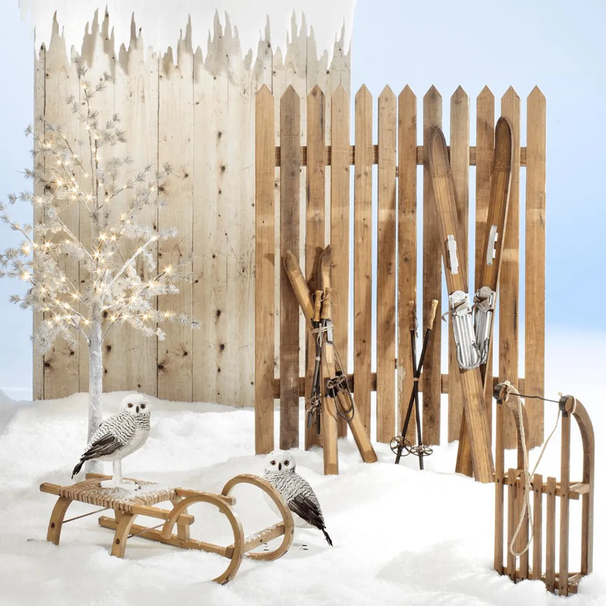 Decoración De Animales|Decoración De Invierno>DecoWoerner Búhos Decorativos De Piel Sintética 48 Cm Gris