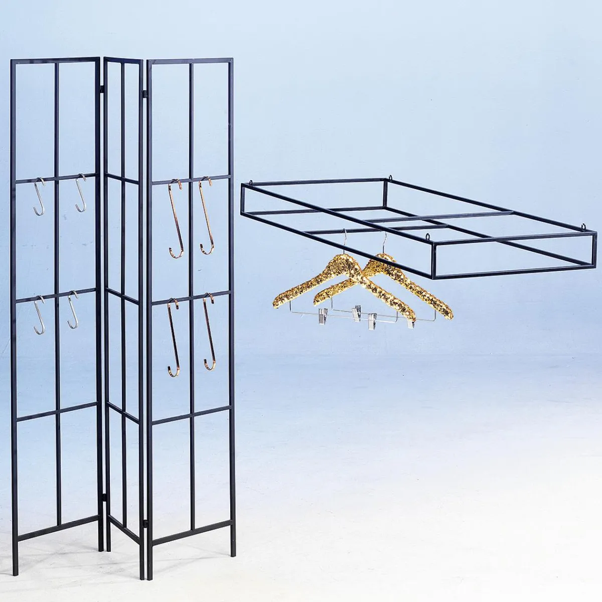 Expositores Para Tiendas>DecoWoerner Biombo De Metal Altura 160 Cm negro