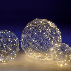Decoración Navideña Xxl|Luces De Navidad>DecoWoerner Bola Con Iluminación LED Caliente Intermitente, 60 Cm plata