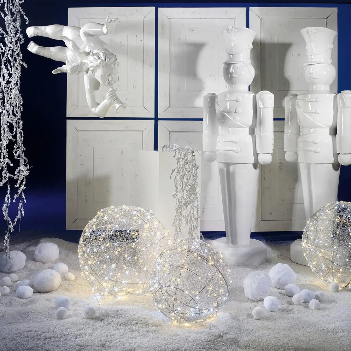 Decoración Navideña Xxl|Luces De Navidad>DecoWoerner Bola Con Iluminación LED Caliente Intermitente, 60 Cm plata
