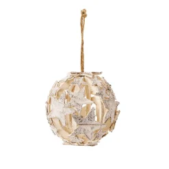Decoración Natural|Decoración De Otoño>DecoWoerner Bola De Madera Otoñal Con Estrellas Blanca 15 Cm Ø blanco