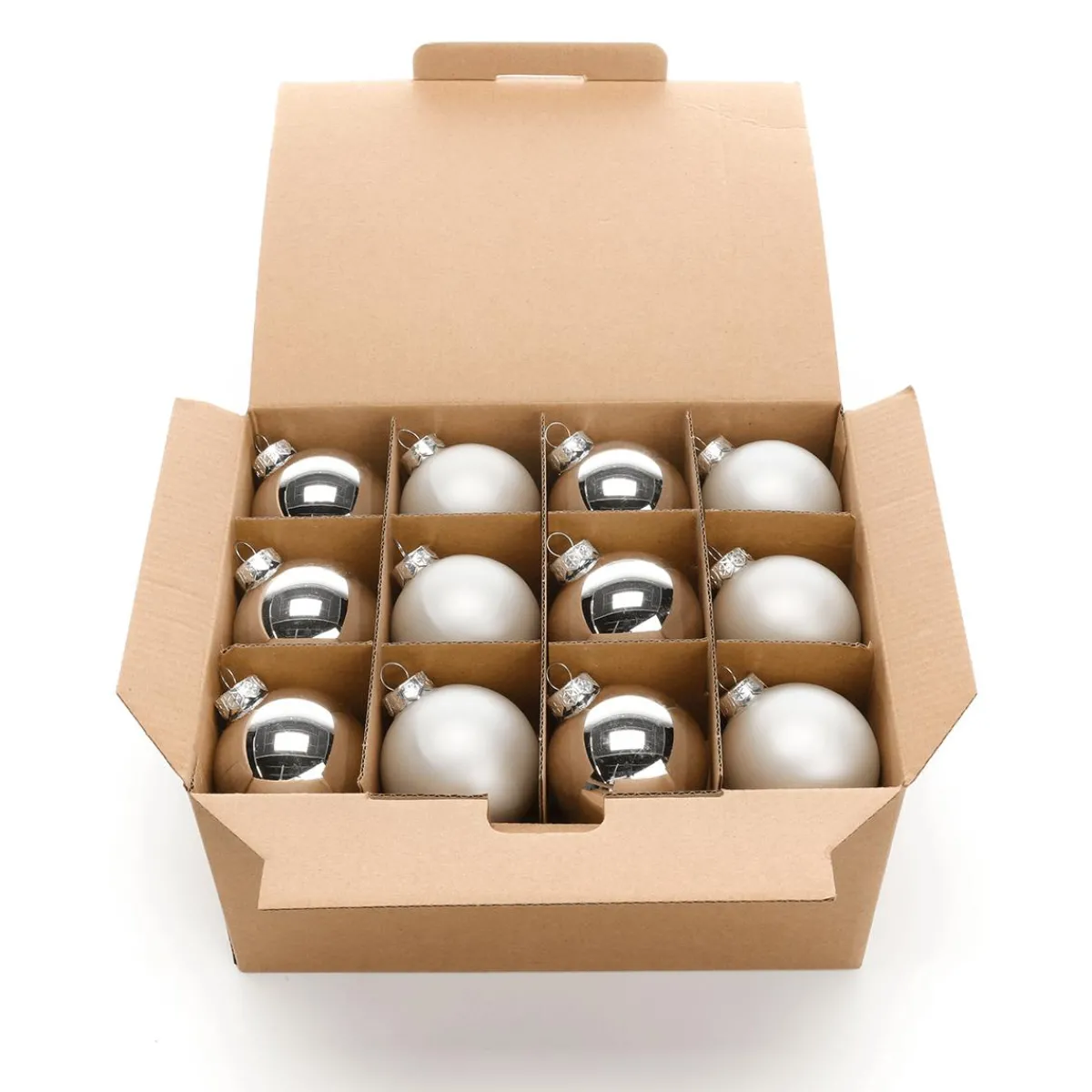 Bolas De Navidad>DecoWoerner Bolas De Navidad De Cristal Plateado 6 Cm Ø - 24 Piezas plata