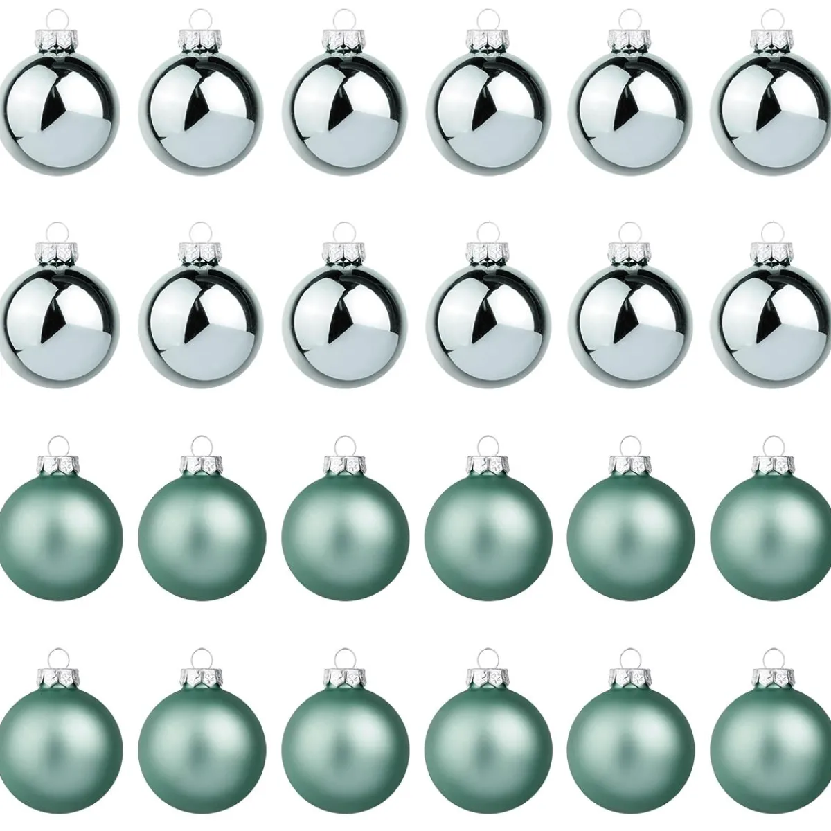 Bolas De Navidad>DecoWoerner Bolas De Navidad De Cristal Plateado 6 Cm Ø - 24 Piezas verde