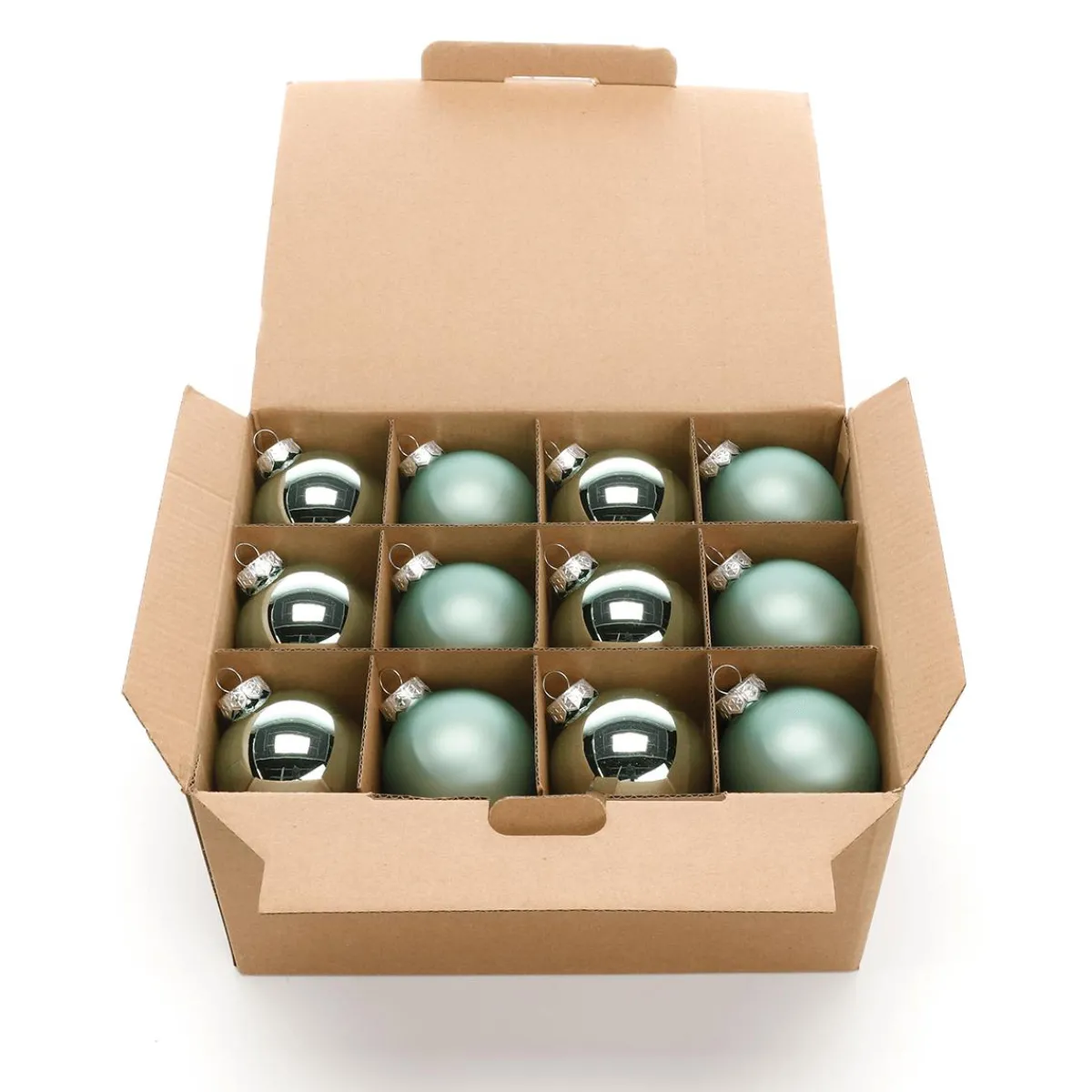 Bolas De Navidad>DecoWoerner Bolas De Navidad De Cristal Plateado 6 Cm Ø - 24 Piezas verde