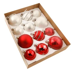 Bolas De Navidad>DecoWoerner Bolas De Navidad De Cristal 7 - 10 Cm Ø Caja De 12 Unid. Rojas rojo