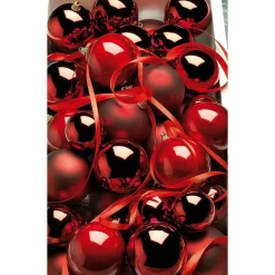 Bolas De Navidad>DecoWoerner Bolas De Navidad De Plástico Vino Brillante, 6 Cm Ø - 24 Piezas rojo