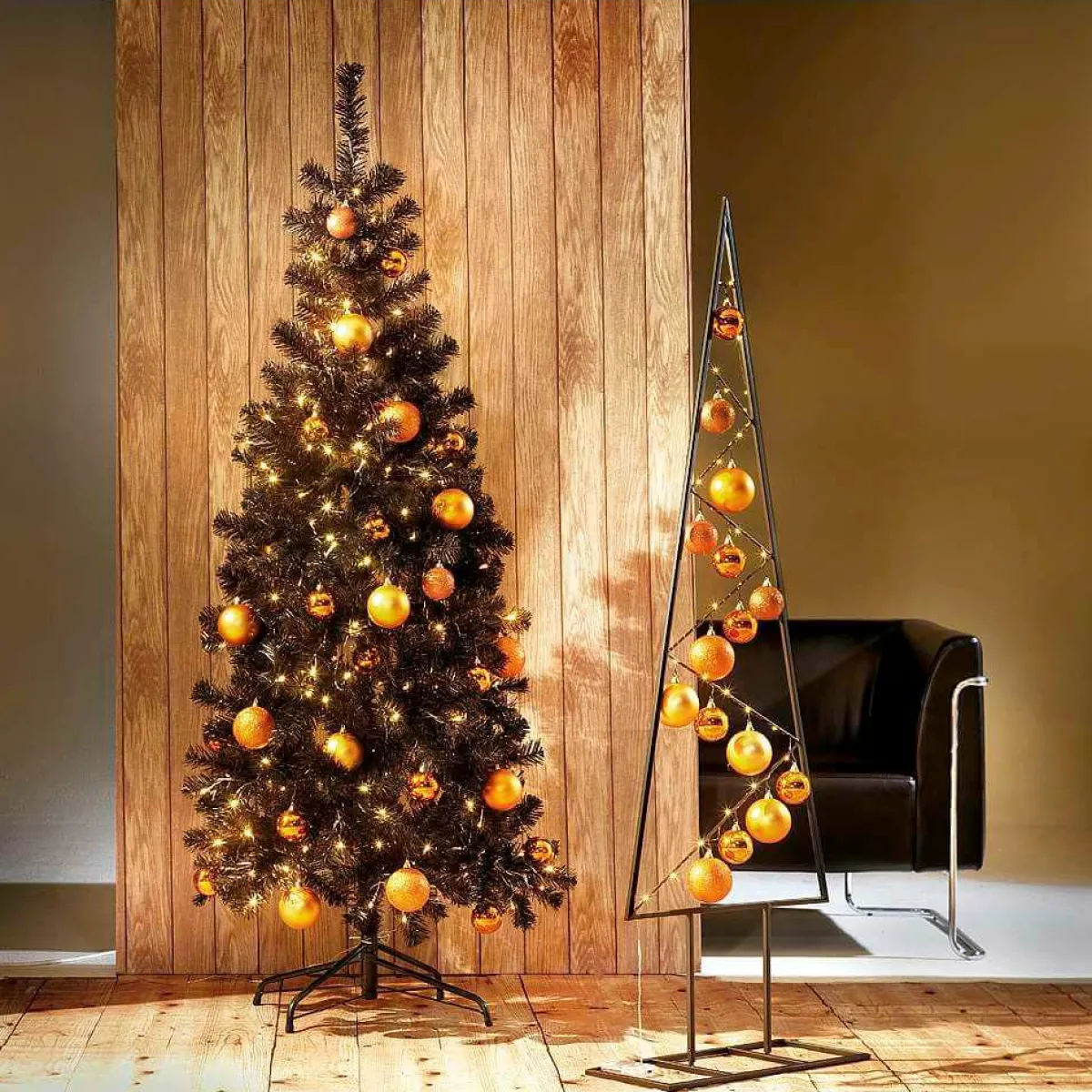 Bolas De Navidad>DecoWoerner Bolas De Navidad De Plástico Con Purpurina, 6 Cm Ø - 6 Piezas naranja