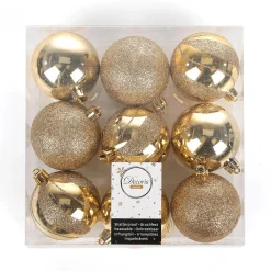 Bolas De Navidad>DecoWoerner Bolas De Navidad Irrompibles De Plástico, 6 Cm Ø - 9 Piezas oro