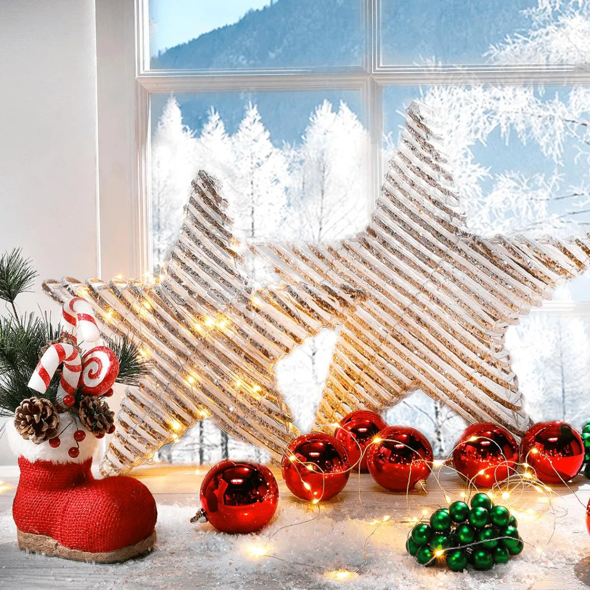 Bolas De Navidad>DecoWoerner Bolas De Navidad Rojas Y Brillantes De Plástico Ignífugo 6 Cm Ø - 24 Piezas rojo