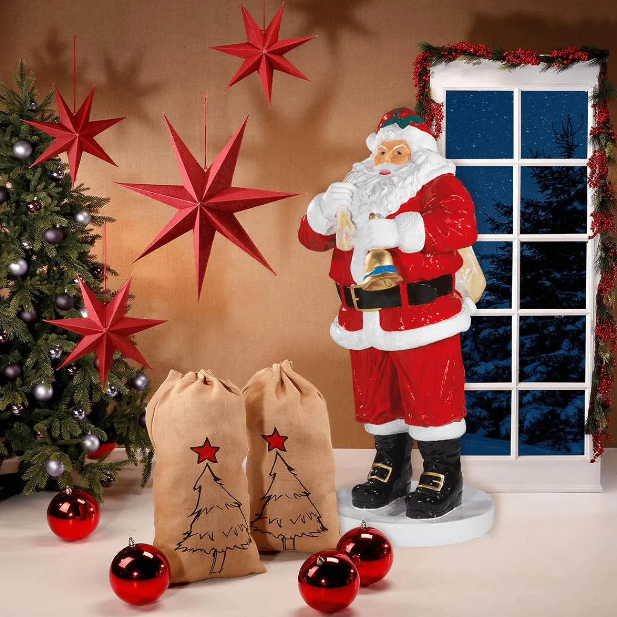 Bolas De Navidad>DecoWoerner Bolas De Navidad Rojas Y Brillantes De Plástico Ignífugo 6 Cm Ø - 24 Piezas rojo