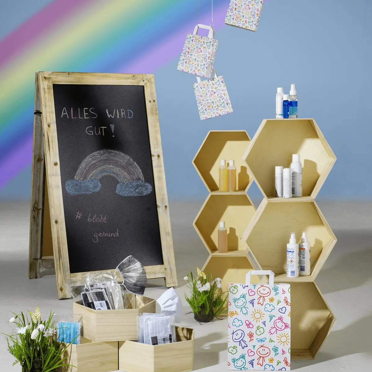 Bolsas De Regalo Y Bolsas Portátiles|Decoración Temática>DecoWoerner Bolsa De Papel "Feliz", 18 X 22 X 8 Cm multicolor
