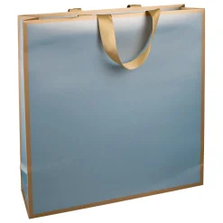 Bolsas De Regalo Y Bolsas Portátiles>DecoWoerner Bolsa De Papel "Metallic" 35 X 35 X 13 Cm Azul Claro Y Dorado 10 Piezas blanco