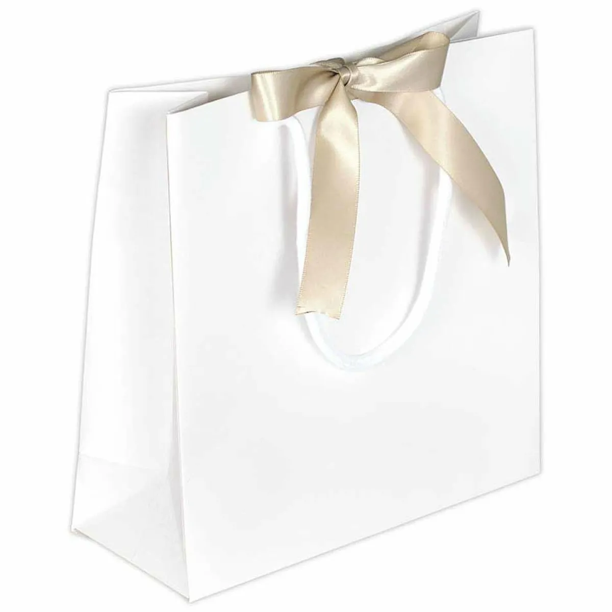Bolsas De Regalo Y Bolsas Portátiles>DecoWoerner Bolsas De Regalo 20 X 20 X 8 Cm Blancas 25 Piezas, 200 G M² Con Lazo De Raso A Juego blanco