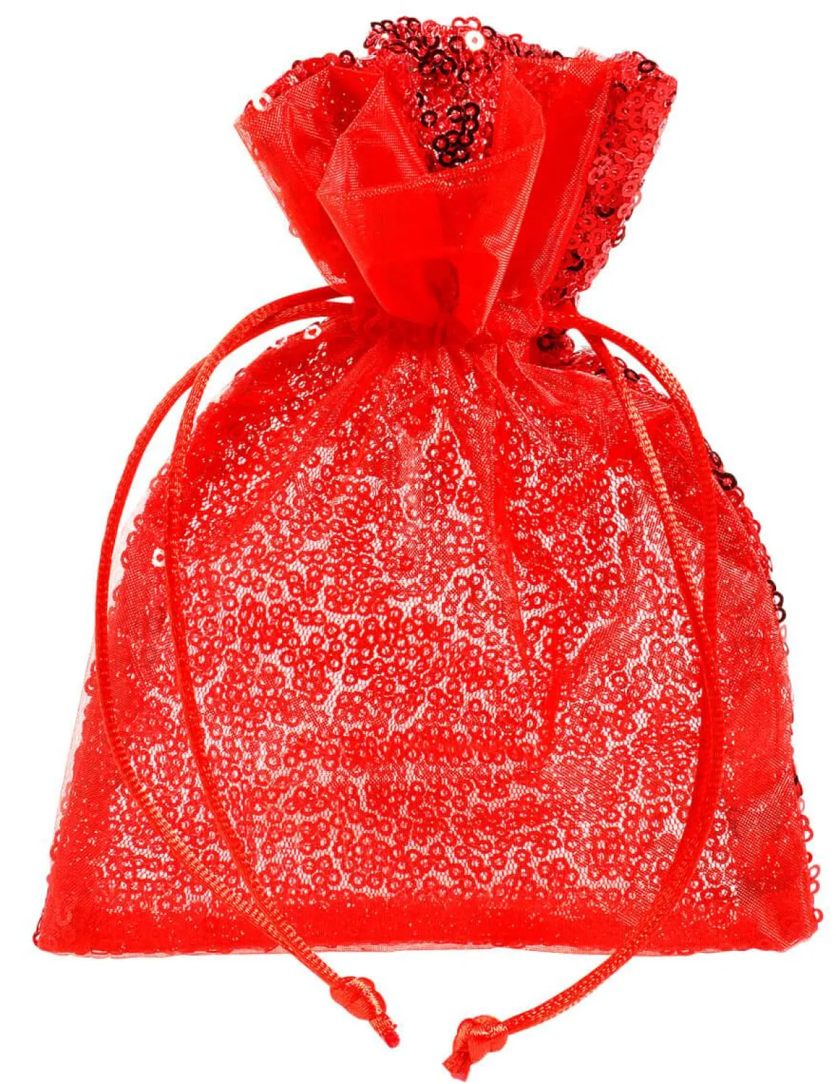 Bolsitas Con Cordón|Decoración Temática>DecoWoerner Bolsitas De Organza Lentejuelas 18 Cm, 10 Piezas, rojo