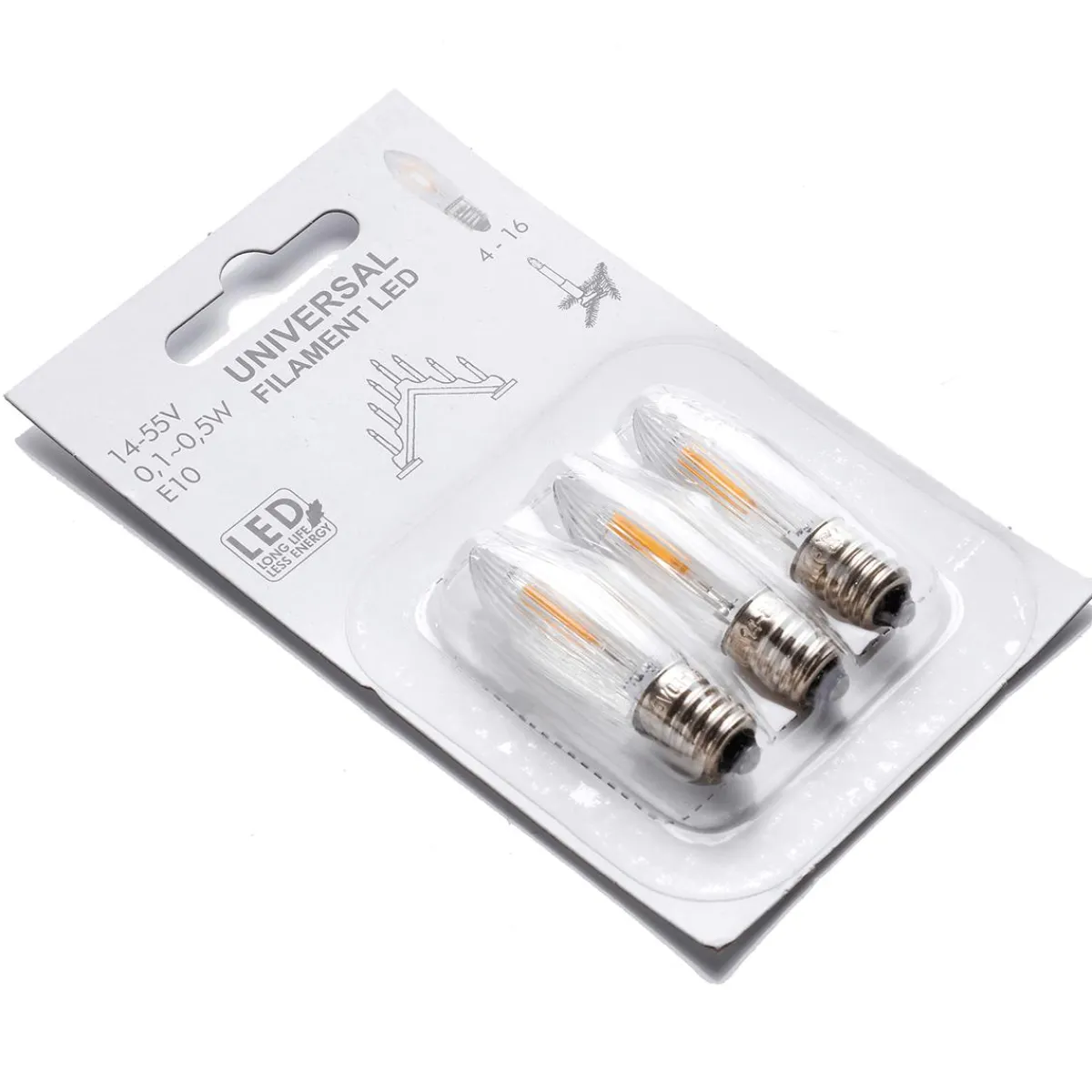 Luz Decorativa|Luces De Navidad>DecoWoerner Bombilla LED De Repuesto 3 Piezas, E10 Blanco Cálido transparente