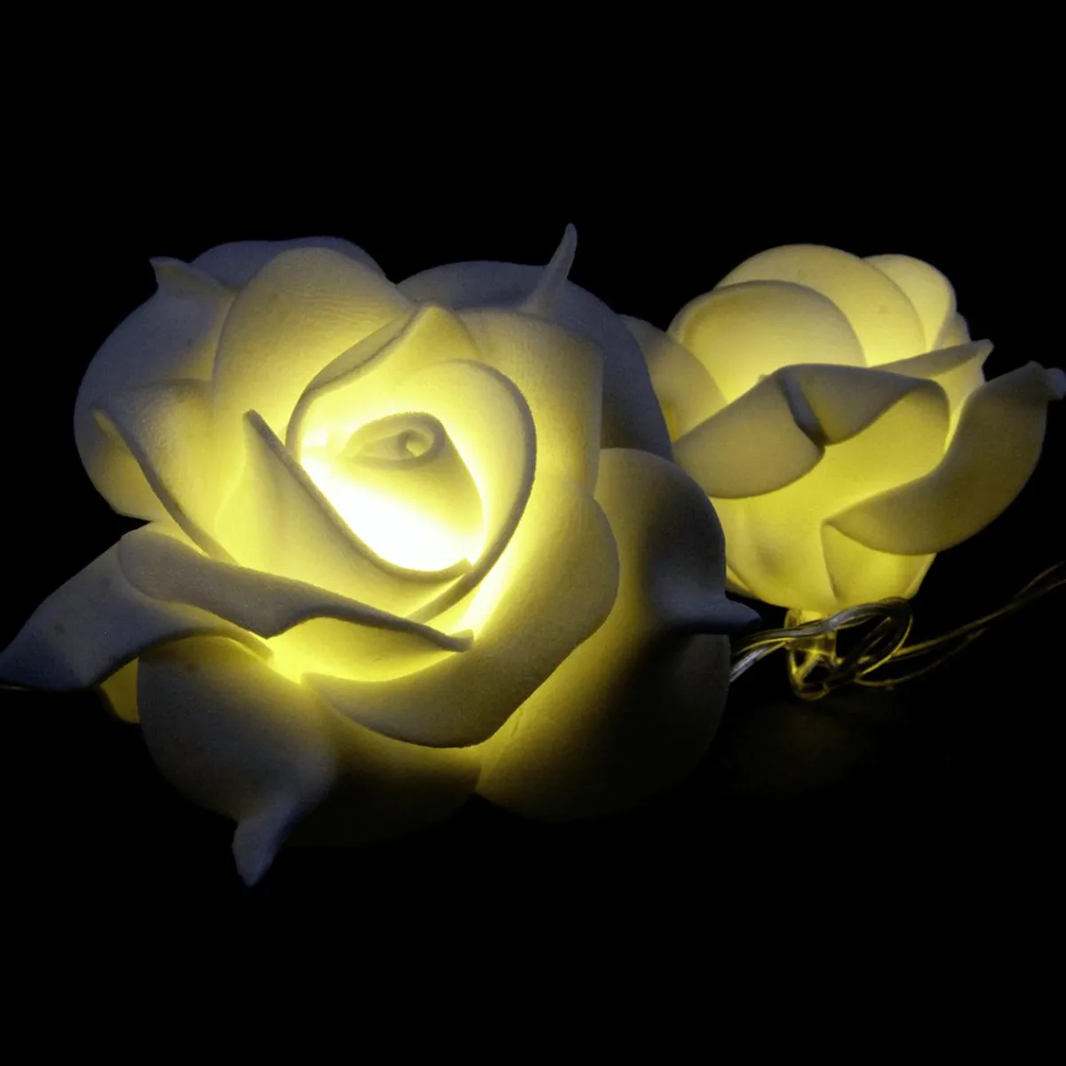 Luz Decorativa|Decoración Temática>DecoWoerner Cadena De Luces A Pilas Con Rosas Blancas 110 Cm blanco