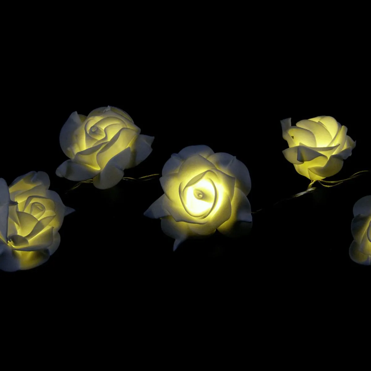 Luz Decorativa|Decoración Temática>DecoWoerner Cadena De Luces A Pilas Con Rosas Blancas 110 Cm blanco