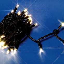 Luces De Navidad>DecoWoerner Cadena De Luces De Bajo Voltaje Negra 10m IP44 100LED Blanco Cálido