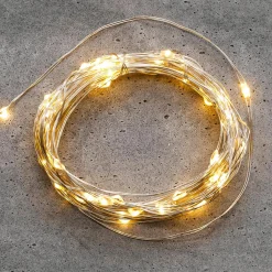 Luces De Navidad>DecoWoerner Cadena De Luces LED Con Alambre Con Baterías Para Exteriores, 100 LED, 10 M plata