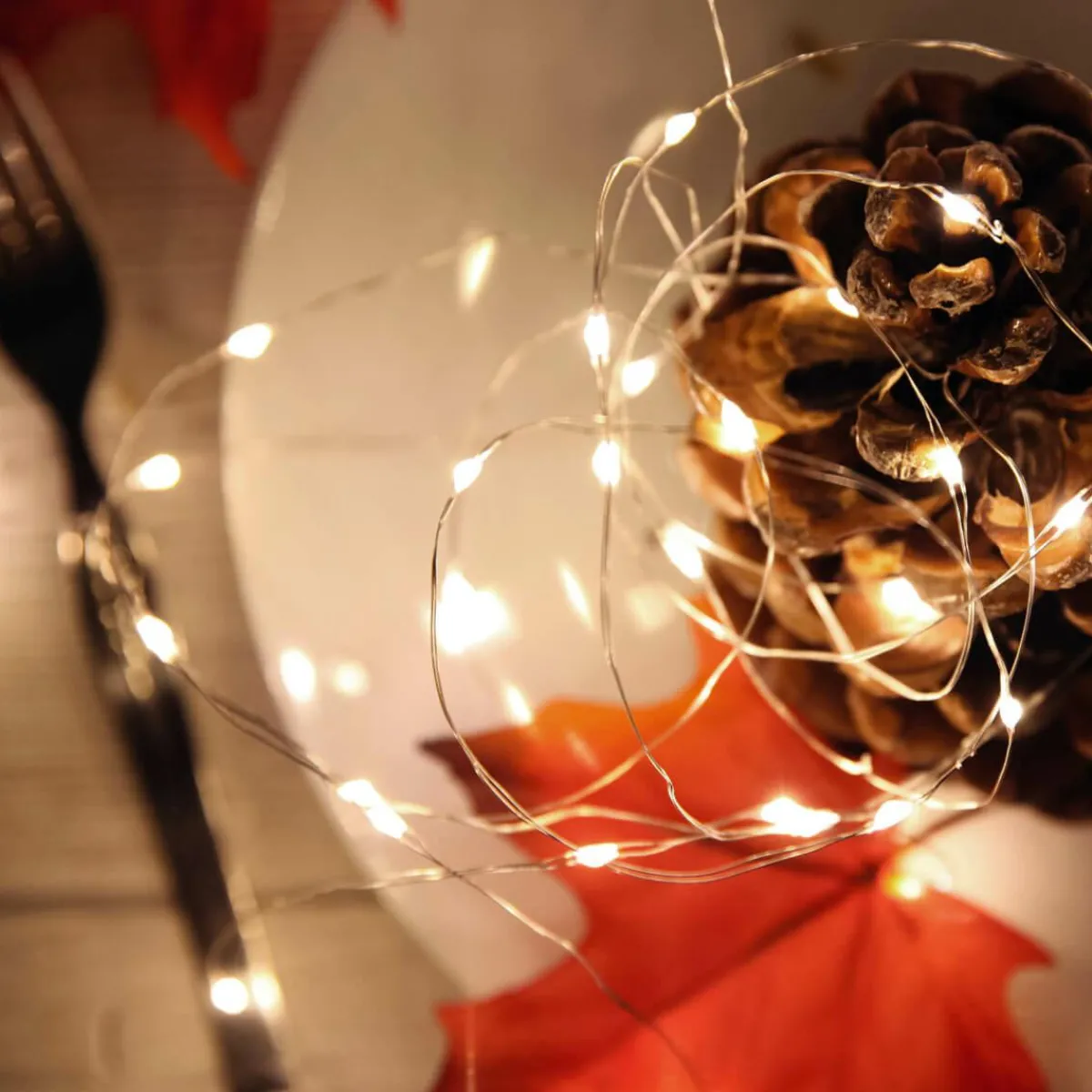 Luces De Navidad>DecoWoerner Cadena De Luces LED Con Alambre Con Baterías Para Exteriores, 100 LED, 10 M plata