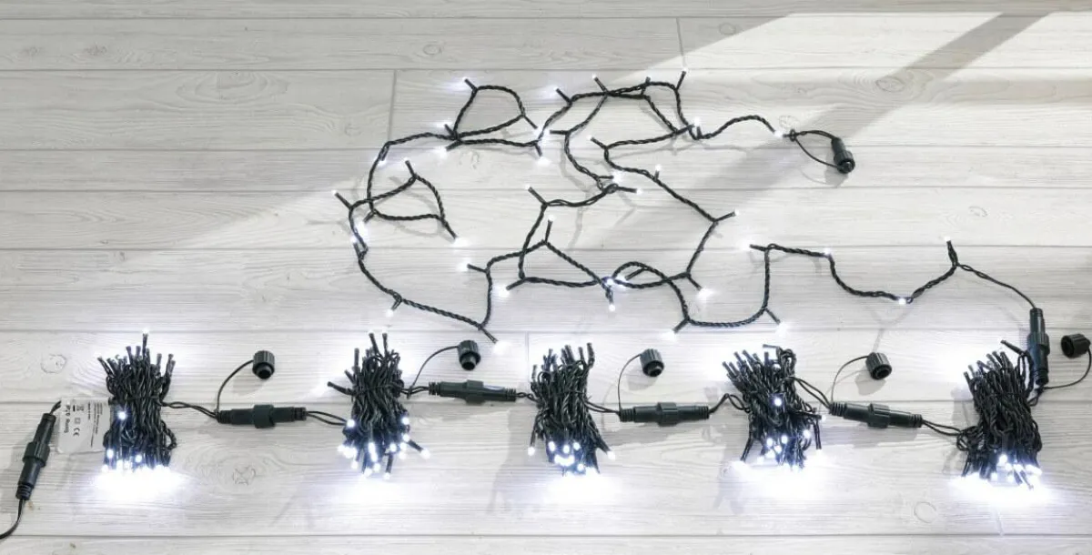 Luces De Navidad>DecoWoerner Cadena De Luces LED De Acoplamiento Para Interiores, 24 M Sin Cable De Alimentación, Verde, Blanco Frío