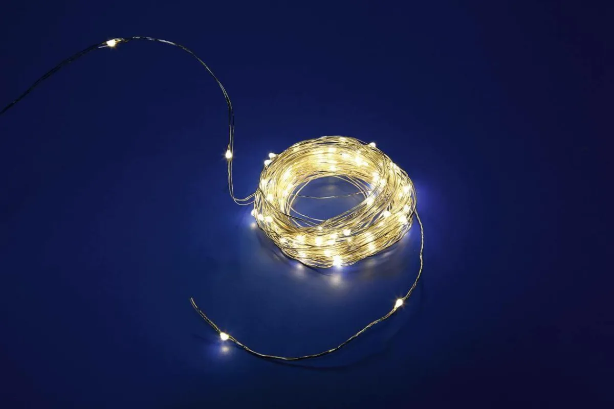 Luces De Navidad>DecoWoerner Cadena De Luces LED Para Exterior, 10 M, plata
