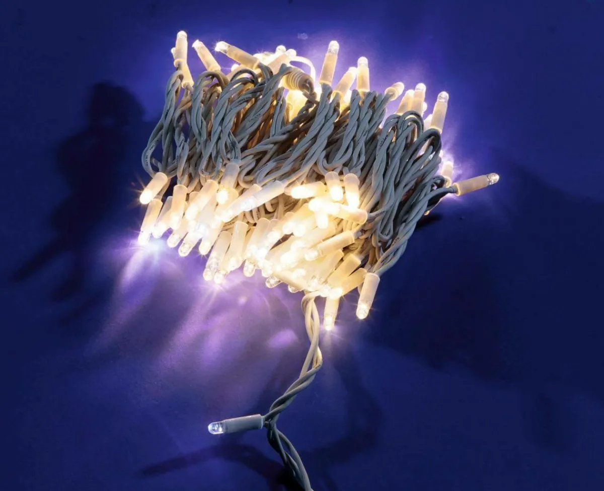 Luces De Navidad>DecoWoerner Cadena De Luces LED Parpadeante Con Tramos Acoplables Para Exteriores, 100 LED Cálido, 10 M blanco