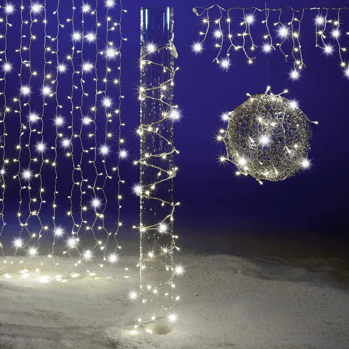 Luces De Navidad>DecoWoerner Cadena De Luces LED Parpadeante Con Tramos Acoplables Para Exteriores, 100 LED Cálido, 10 M blanco