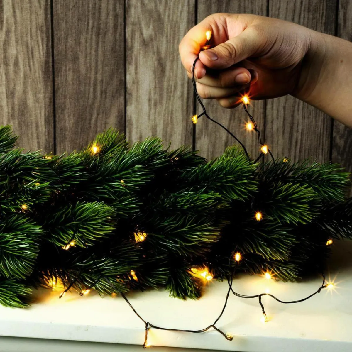 Luces De Navidad>DecoWoerner Cadena De Luces LED Twinkle Para Exterior, 10 M, Negra negro
