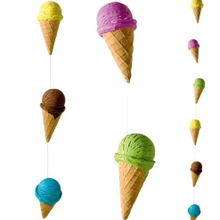 Decoración De Verano|Chocolate Y Helados>DecoWoerner Cadena Decorativa De Helados De Cucurucho Alimento De Imitación 220 Cm Beige
