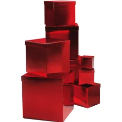 Cajas De Regalo>DecoWoerner Cajas De Cartón De Regalo Majestic Metallic, Rojas, 8 Piezas rojo