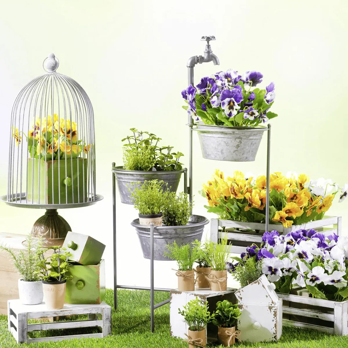Decoración Natural|Decoración De Verano>DecoWoerner Cajón De Macetas 3 Piezas 9-15 Cm verde