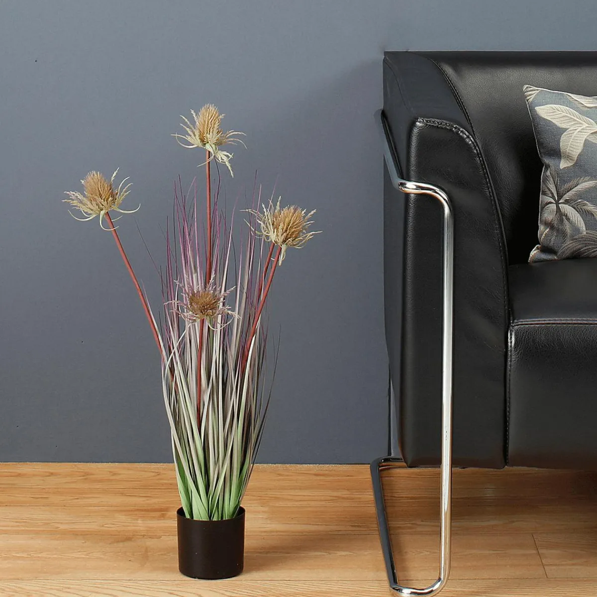 Hierba Decorativa>DecoWoerner Cardo Césped Artificial En Maceta Negra 69 Cm verde