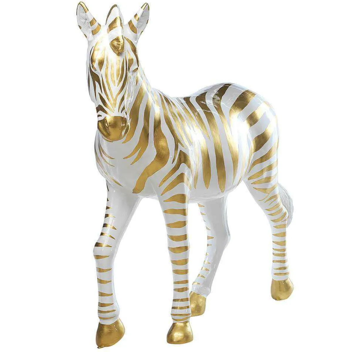 Decoración De Animales>DecoWoerner Cebra Decorativa Longitud 190 Cm, Blanco/ oro