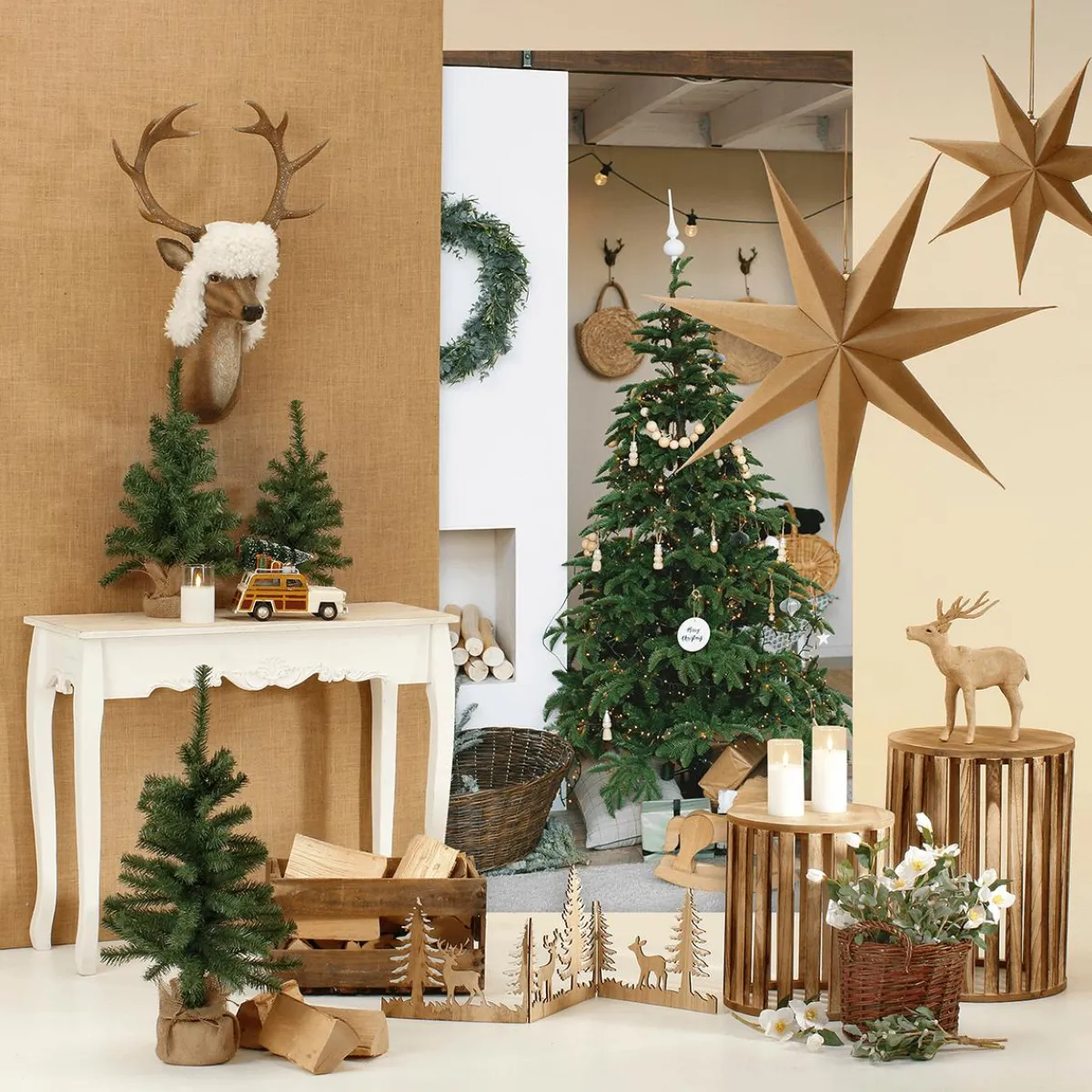 Decoración De Otoño|Macetas Y Artículos De Decoración>DecoWoerner Cesta De Mimbre Ø 43 Cm marrón