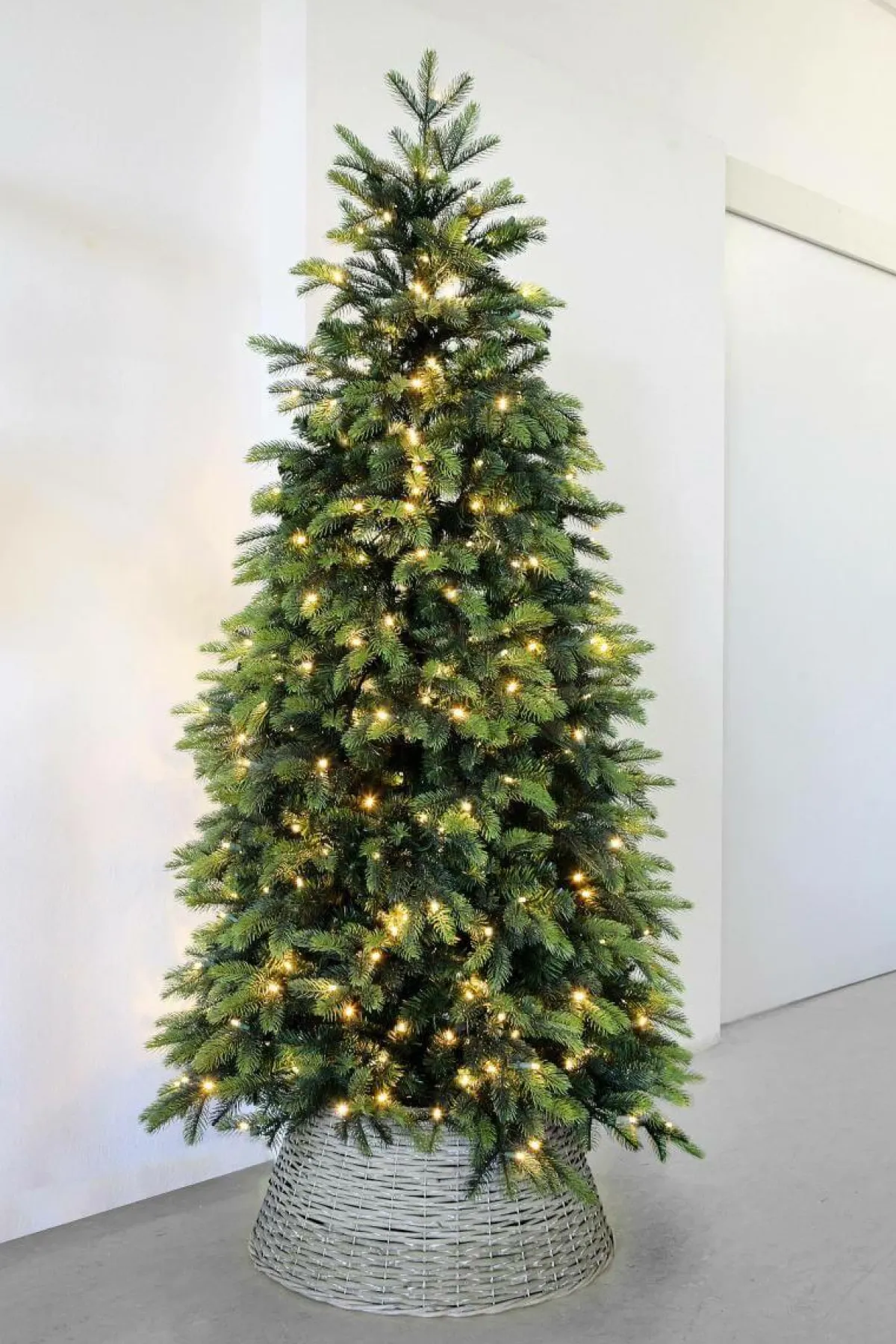 Macetas Y Artículos De Decoración|Árboles De Navidad Artificiales>DecoWoerner Cesta De Mimbre Anular Para árbol De Navidad, Ø 57 Cm Gris