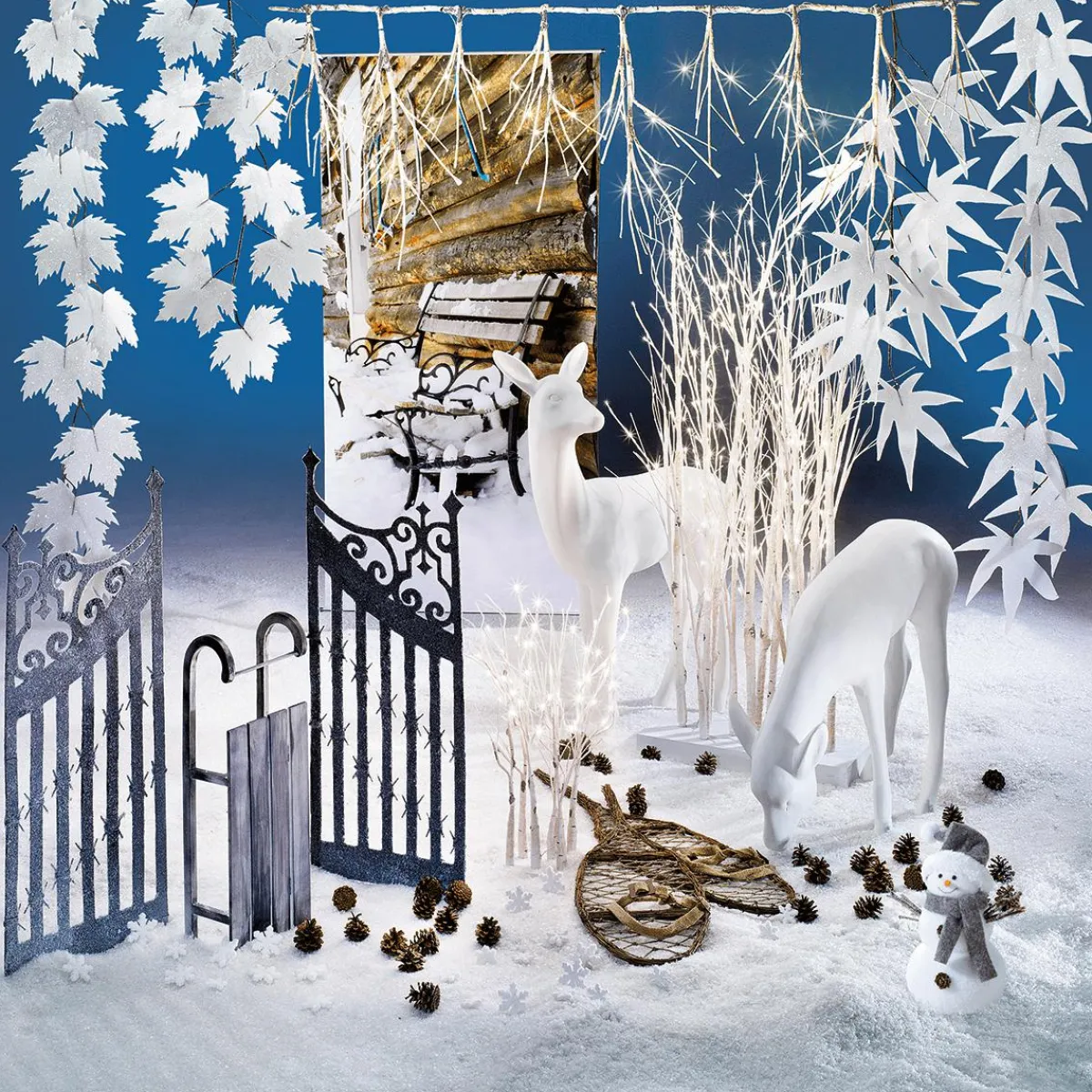 Decoración De Animales|Decoración De Otoño>DecoWoerner Ciervo Deco De Pie 115 Cm De Altura, blanco