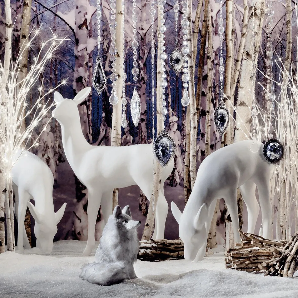 Decoración De Animales|Decoración De Otoño>DecoWoerner Ciervo Deco De Pie 115 Cm De Altura, blanco