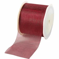 Cintas De Regalo>DecoWoerner Cinta De Chifón, Color Burdeos, Anchura 70 Mm rojo