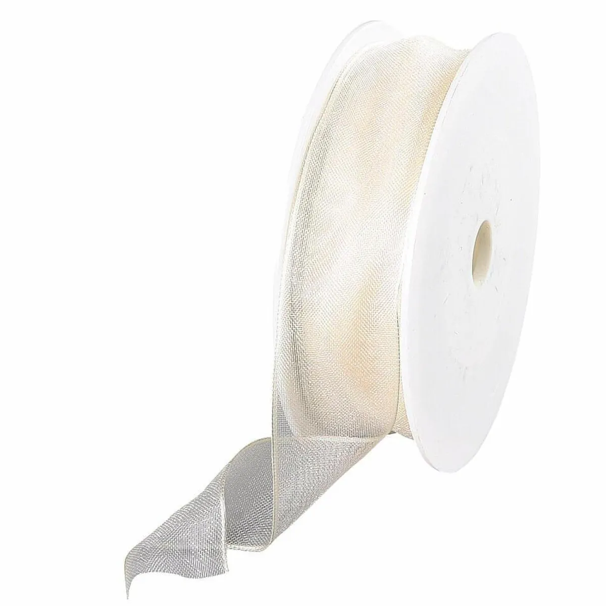 Cintas De Regalo>DecoWoerner Cinta De Chifón Con Alambre, Color Crema, Anchura 25 Mm blanco