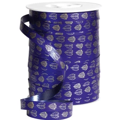 Cintas De Regalo>DecoWoerner Cinta De Poliéster "Ornamento De Hojas", 10 Mm, azul
