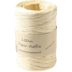 Cintas De Regalo|Go Green - Envoltorio Para Regalo Ecológico>DecoWoerner Cinta De Rafia Ecológica De Material Degradable 7 Mm 150 M Crema blanco